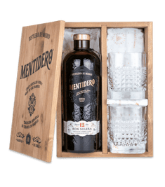 Ron Mentidero Solera caja regalo 12 años con 2 vasos de Destilería de Madrid