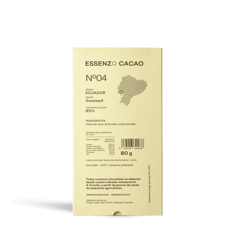 Chocolate Hacienda Victoria Essenzo Ecuador 85% de Essenzo Cacao, 1 tableta de 80 g