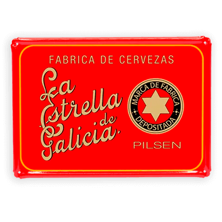 Chapa vintage roja La Estrella de Galicia