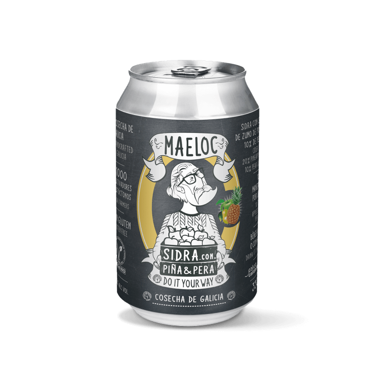 Sidra piña & pera de Maeloc, pack 12 latas de 33 cl
