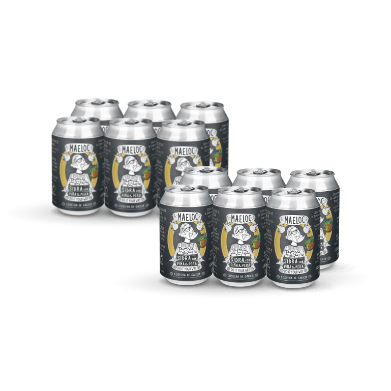 Sidra piña & pera de Maeloc, pack 12 latas de 33 cl