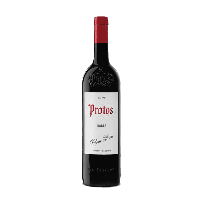 botella de vino tinto de protos roble