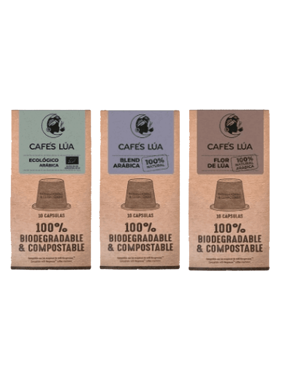 Pack de mix cápsulas de Cafés Lúa, 3 cajas de 10 unidades