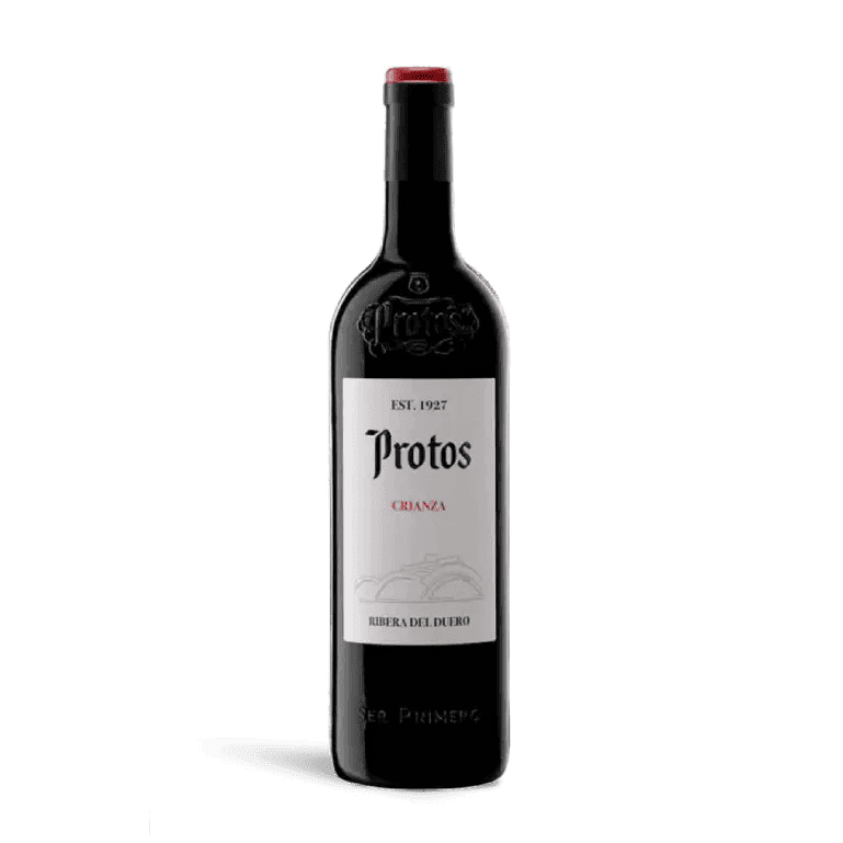 Botella de vino Protos Crianza con sombra