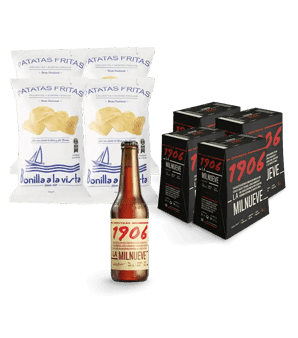 pack de 1906 Reserva Especial con patatas Bonilla a la vista