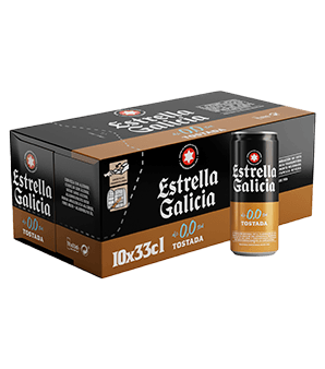 Estrella Galicia 0,0 Tostada, Frigopack de 10 latas de 33 cl