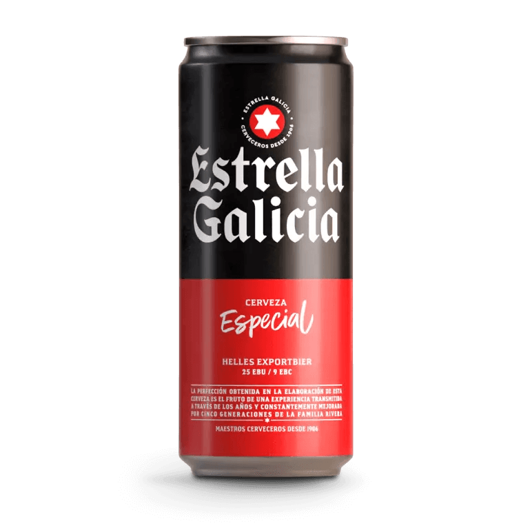 Lata de cerveza Estrella Galicia de 33 cl