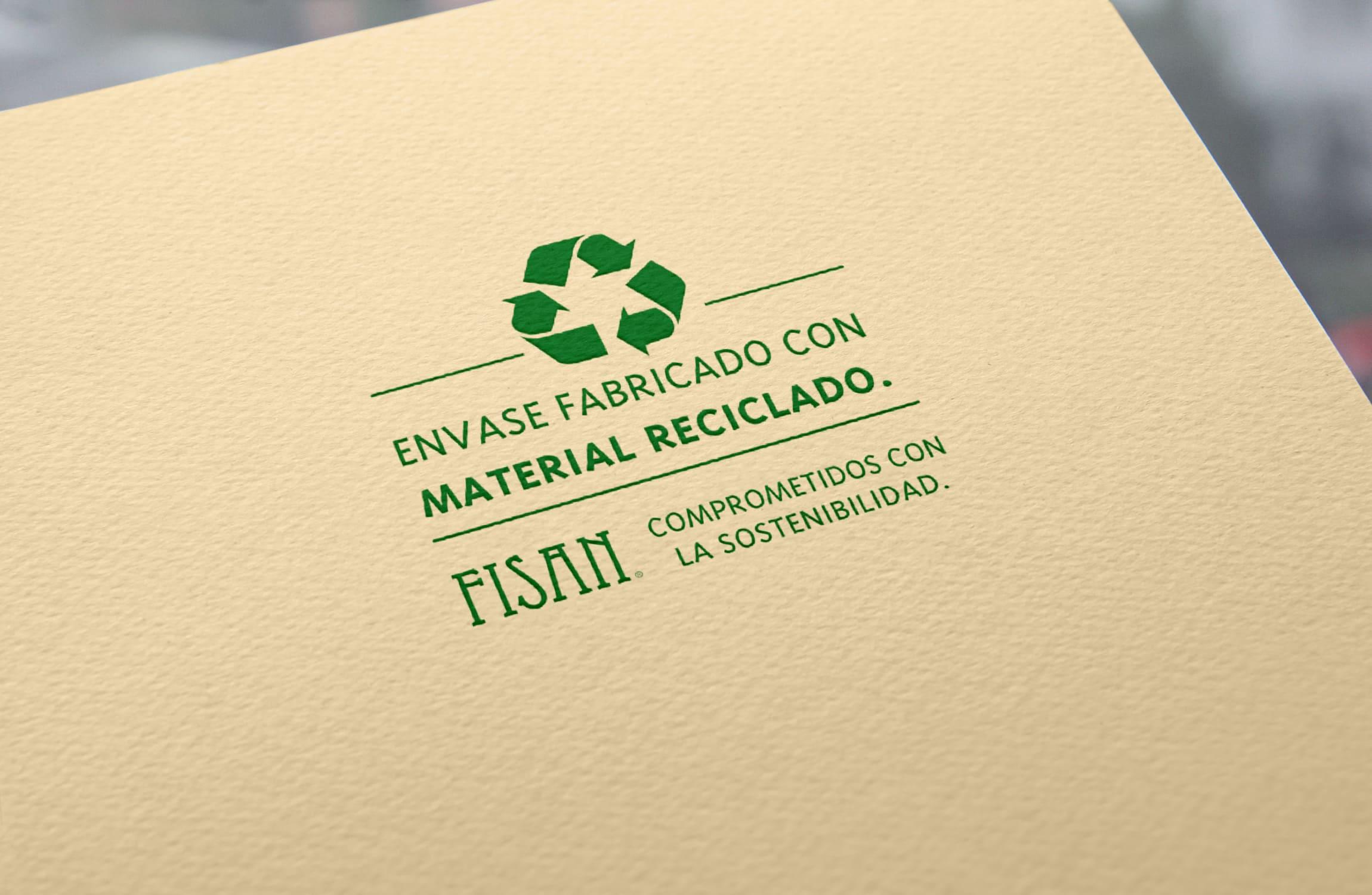 Sello certificado de envase reciclado letras verdes