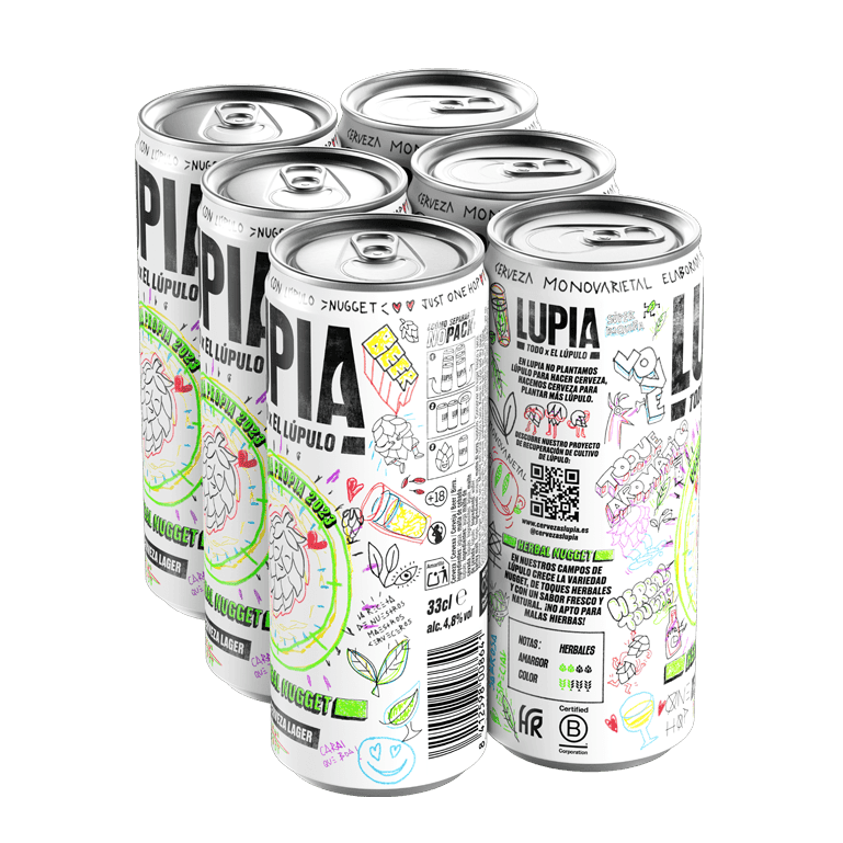 Pack de latas de cerveza Lupia Nugget