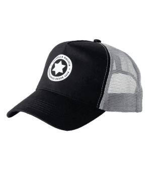 Gorra con rejilla de Estrella Galicia color gris y negro con logo