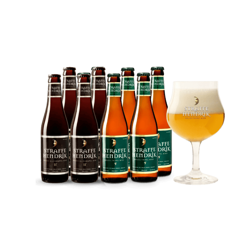 Straffe Hendrik Mix con copa, 8 botellas de 33 cl