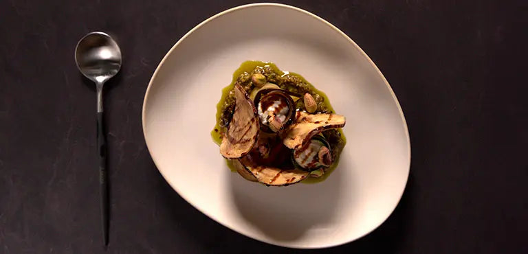 Receta de Verduras Asadas con Requeixo, Pistachos y Salsa Chimichurri