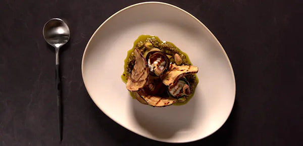 Receta de Verduras Asadas con Requeixo, Pistachos y Salsa Chimichurri