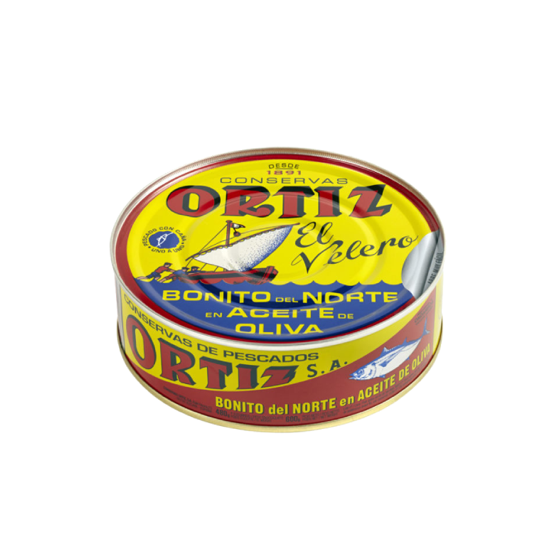Bonito del norte en aceite de oliva de conservas Ortiz, lata de 600 g