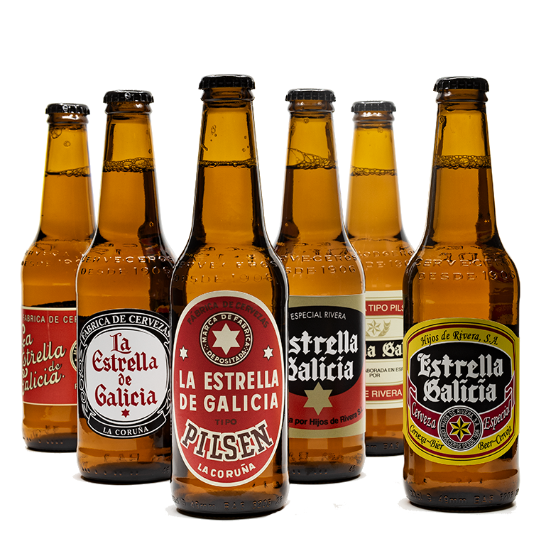 Colección de etiquetas históricas de Estrella Galicia