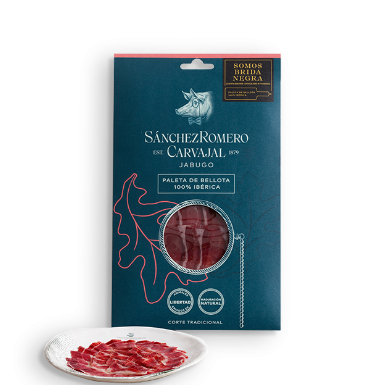 Loncheado de paleta de bellota 100% Ibérico de Sánchez Romero Carvajal, sobre de 70 g