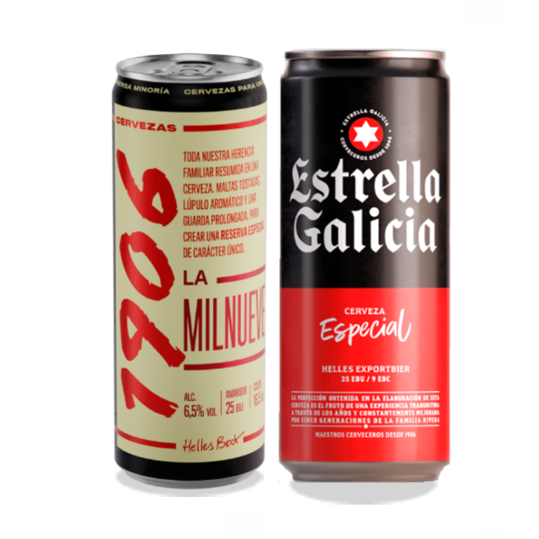 Pack de latas combinado: Estrella Galicia y 1906