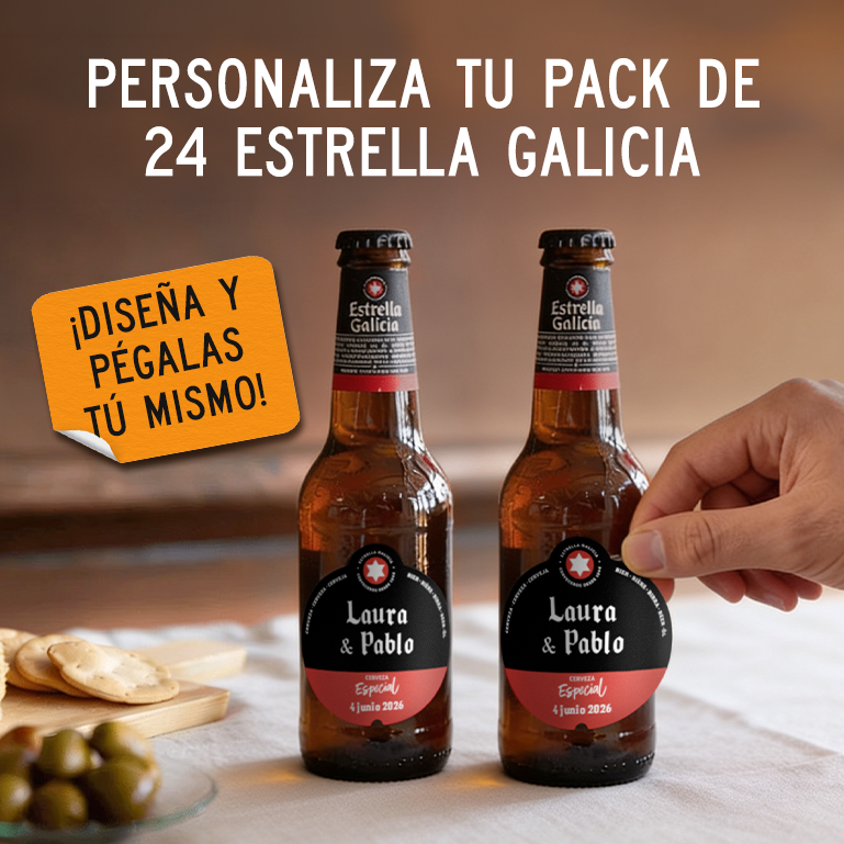 Estrella Galicia Etiqueta Personalizada Con Pegatinas, 24 botellas 25 cl