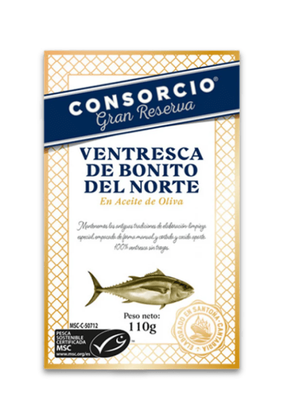 Ventresca de Bonito del Norte en aceite de oliva de Consorcio Gran Reserva, lata de 110 g