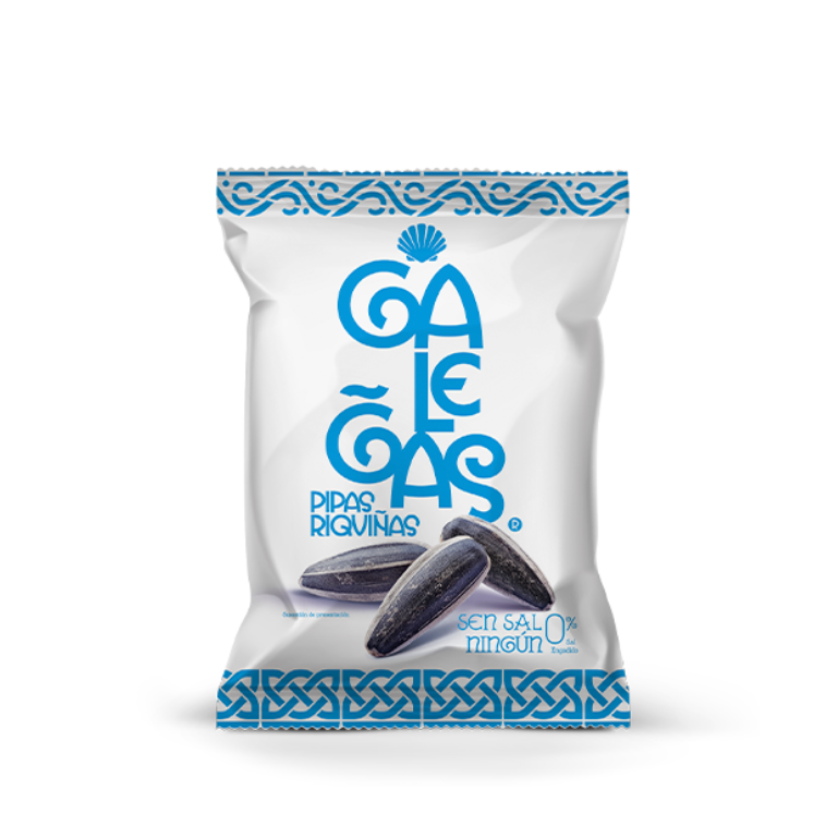 Pipas sin sal de Pipas Galegas, 4 bolsas de 120 g