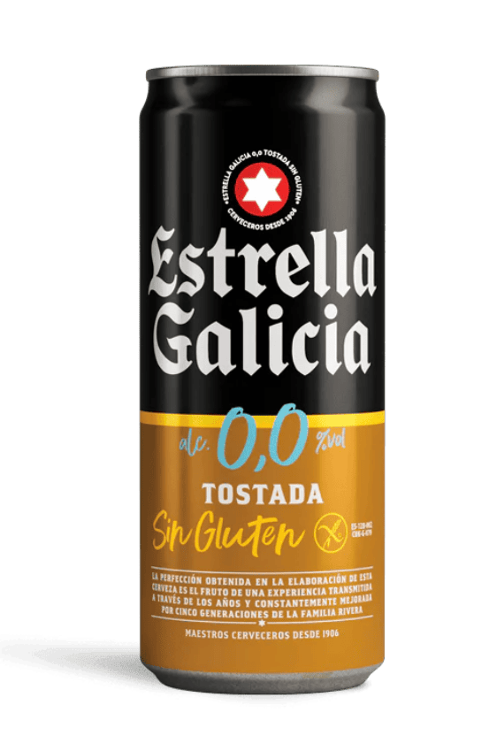 Estrella Galicia 0,0 Tostada Sin gluten, 24 latas de 33 cl