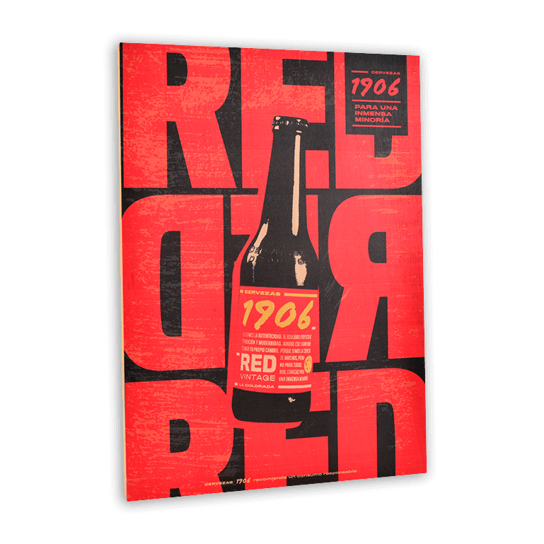 Cuadro madera 1906 Red Vintage