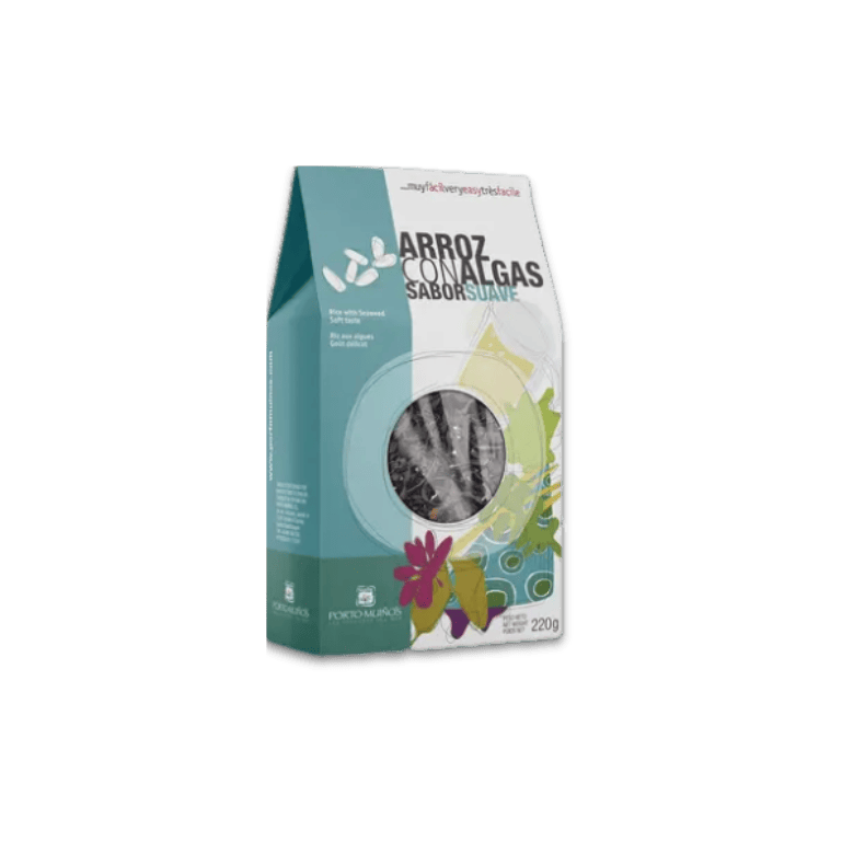 Pack de arroces cremosos de: algas suaves, alga Wakame, setas y huevas de erizo al natural de Porto-Muiños