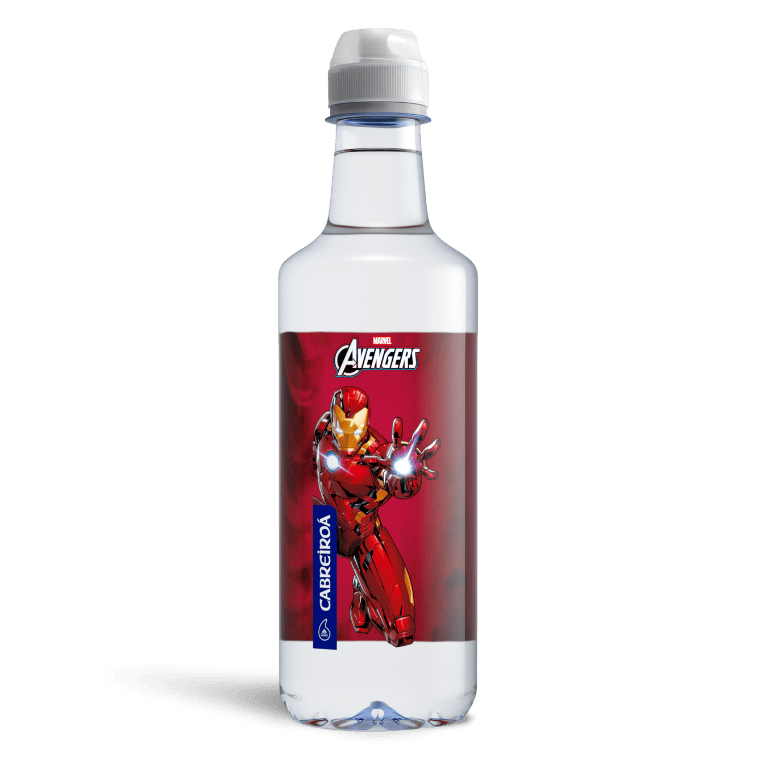 Pack agua mineral edición Los Vengadores de Marvel de Cabreiroá , 24 botellas de 50 cl