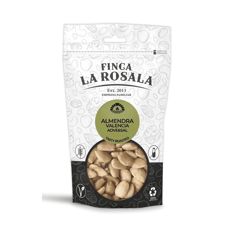 Almendras Valencianas repeladas con AOVE y sal de Finca La Rosala, 150 g