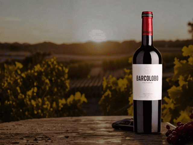 Una botella de vino Barcolobo Victoria, un tinto de tradición y pasión que ofrece un paso firme y un retrogusto memorable