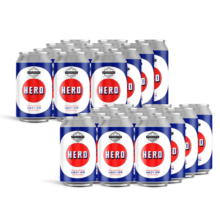 Basqueland Hero Hazy IPA 0,5%, 24 latas de 33 cl