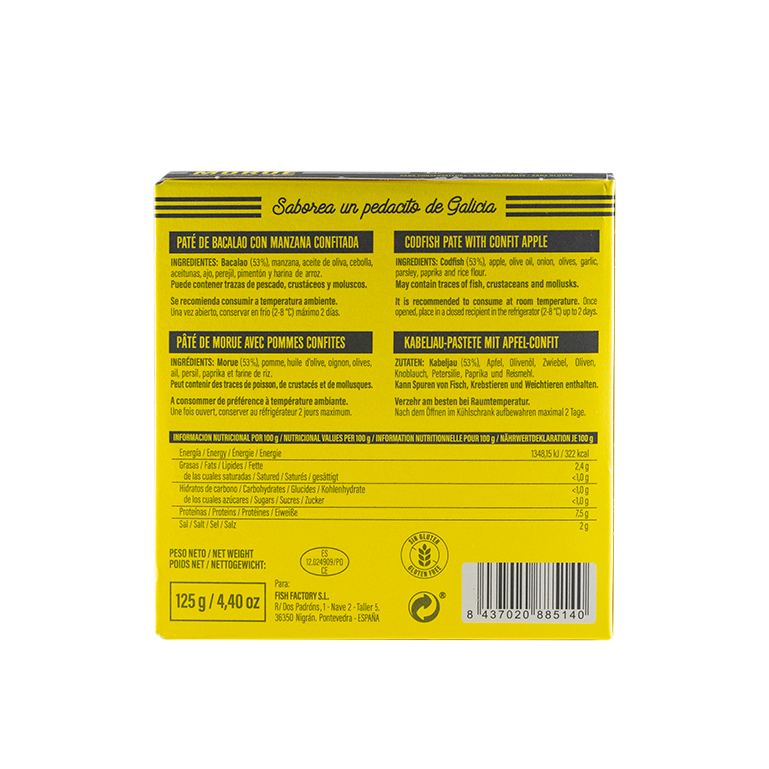 Paté de bacalao con manzana confitada de La Curiosa, 125 g