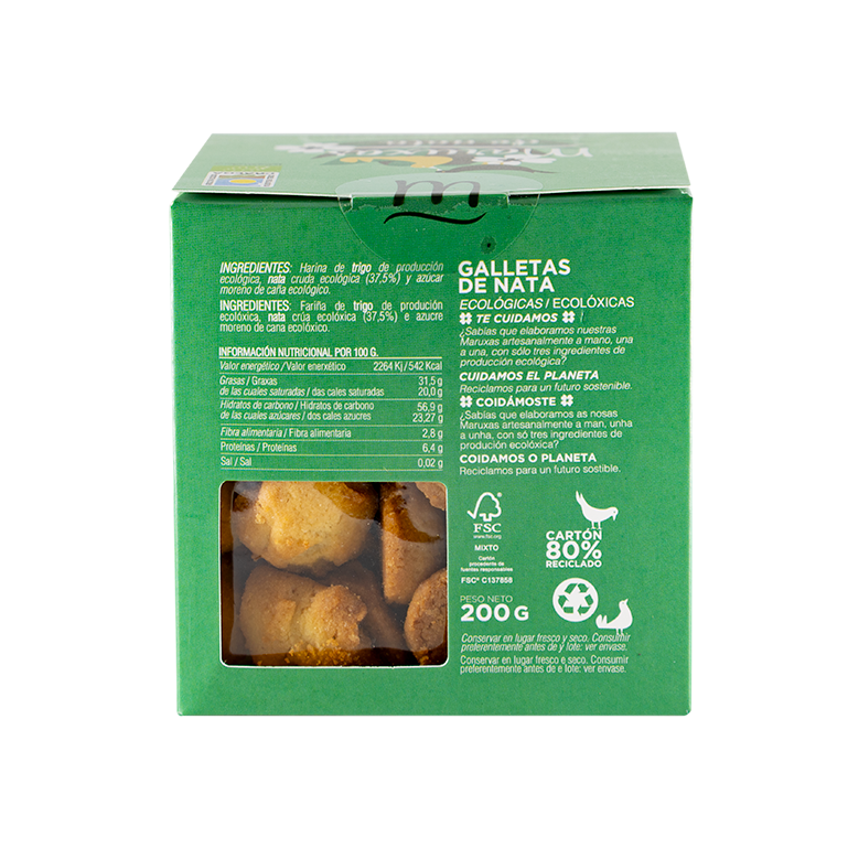 Galletas de nata ecológicas de Maruxas, 200 g