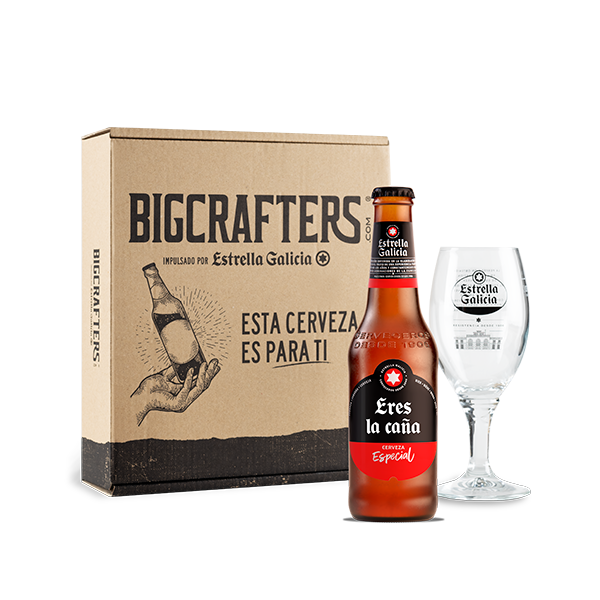 Estuche Estrella Galicia con mensaje y copa