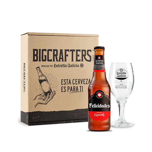 Estuche Estrella Galicia con mensaje y copa