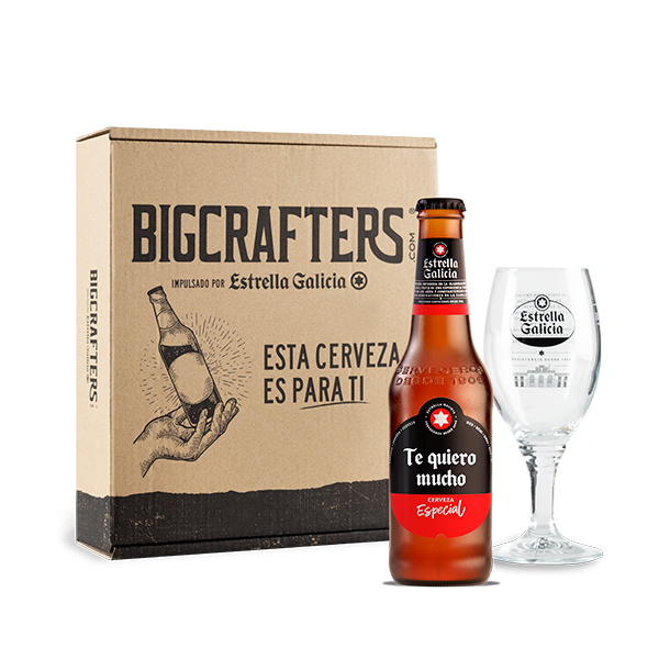 Estuche Estrella Galicia con mensaje y copa
