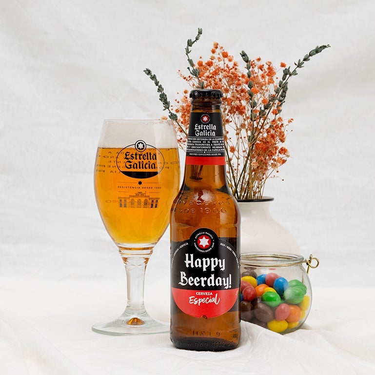 Estuche Estrella Galicia con mensaje y copa