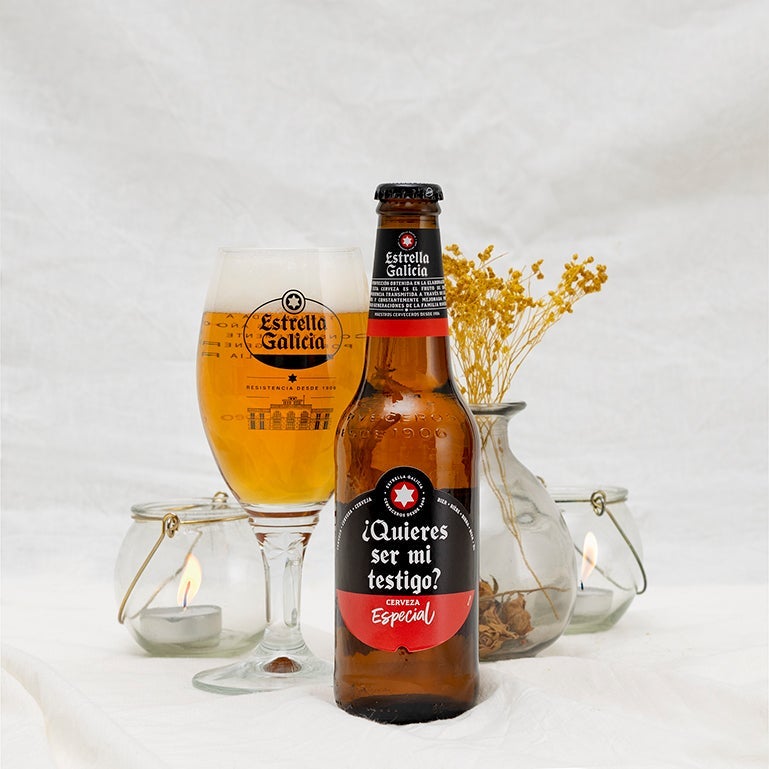 Estuche Estrella Galicia con mensaje y copa
