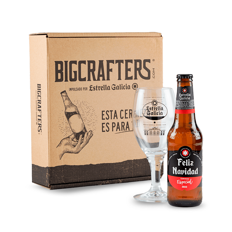 Estrella Galicia edición especial Feliz Navidad con copa Atlántica