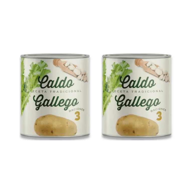 Caldo gallego de Porto-Muiños y preparado de tarta de Santiago de Porto-Muiños