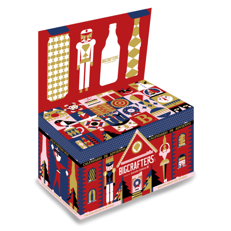 Calendario de Adviento de Bicrafters 2026 con diseño de nevera de las Yarza Twins que incluye 24 cervezas exclusivas para cata guiada para cada día de diciembre.