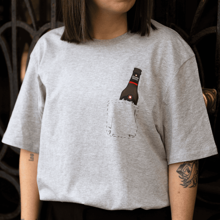 Camiseta Estrella Galicia Edición Bolsillo gris claro