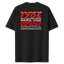 Parte trasera de una camiseta negra con el logo de Cervezas 1906 en el pecho estampado con un diseño minimalista para llevar un estilo cervecero.