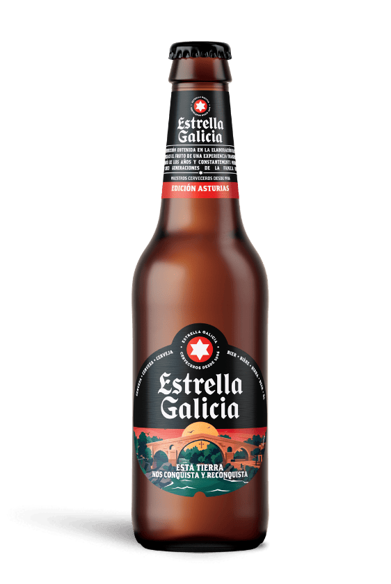 Estrella Galicia edición Asturias, 4 botellas de 33 cl