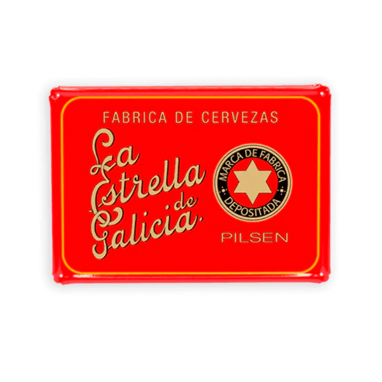 Chapa vintage roja La Estrella de Galicia
