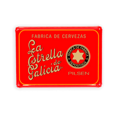 Chapa vintage roja La Estrella de Galicia