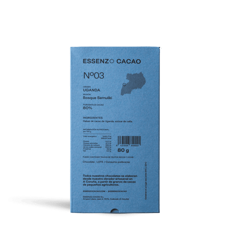 Chocolate Semuliki Essenzo Uganda 80% de Essenzo Cacao, 1 tableta de 80 g