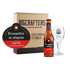 Estrella Galicia etiqueta personalizada con estuche y copa
