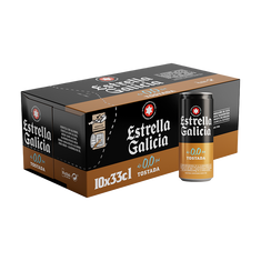 Estrella Galicia 0,0 Tostada, Frigopack de 10 latas de 33 cl