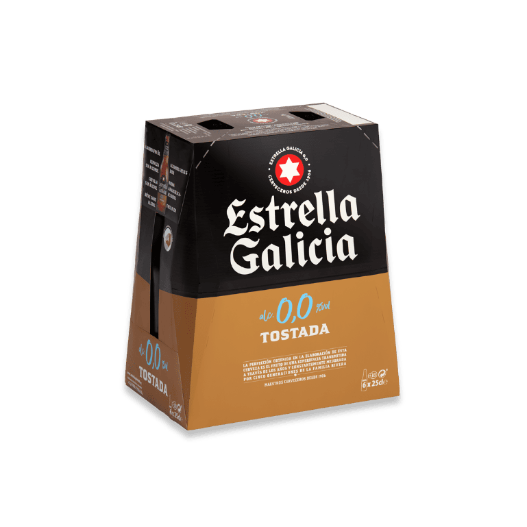 Estrella Galicia 0,0, Tostada, 24 botellas de 25 cl